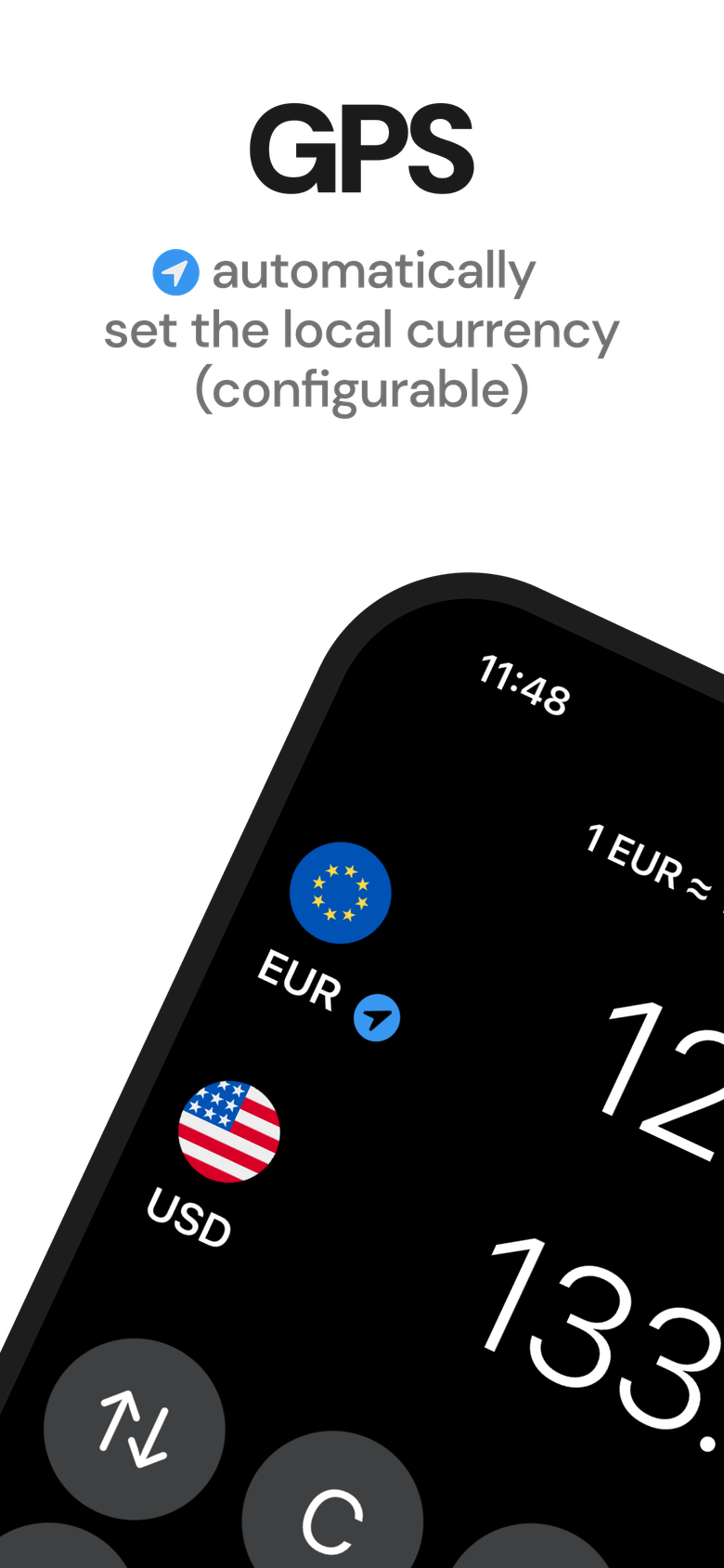 iPhone currency converter using GPS to set the currency for your current location