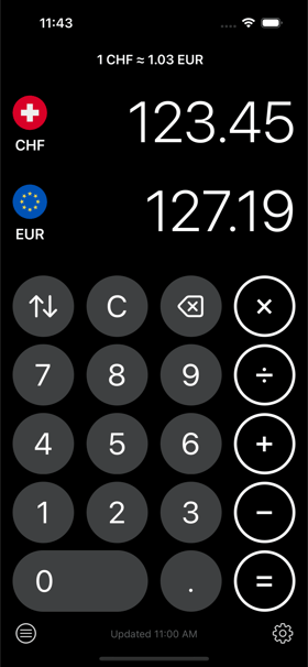Better Currency app showing currency conversion