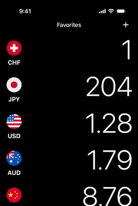 Favorite currencies converting simultaneously as you type an amount